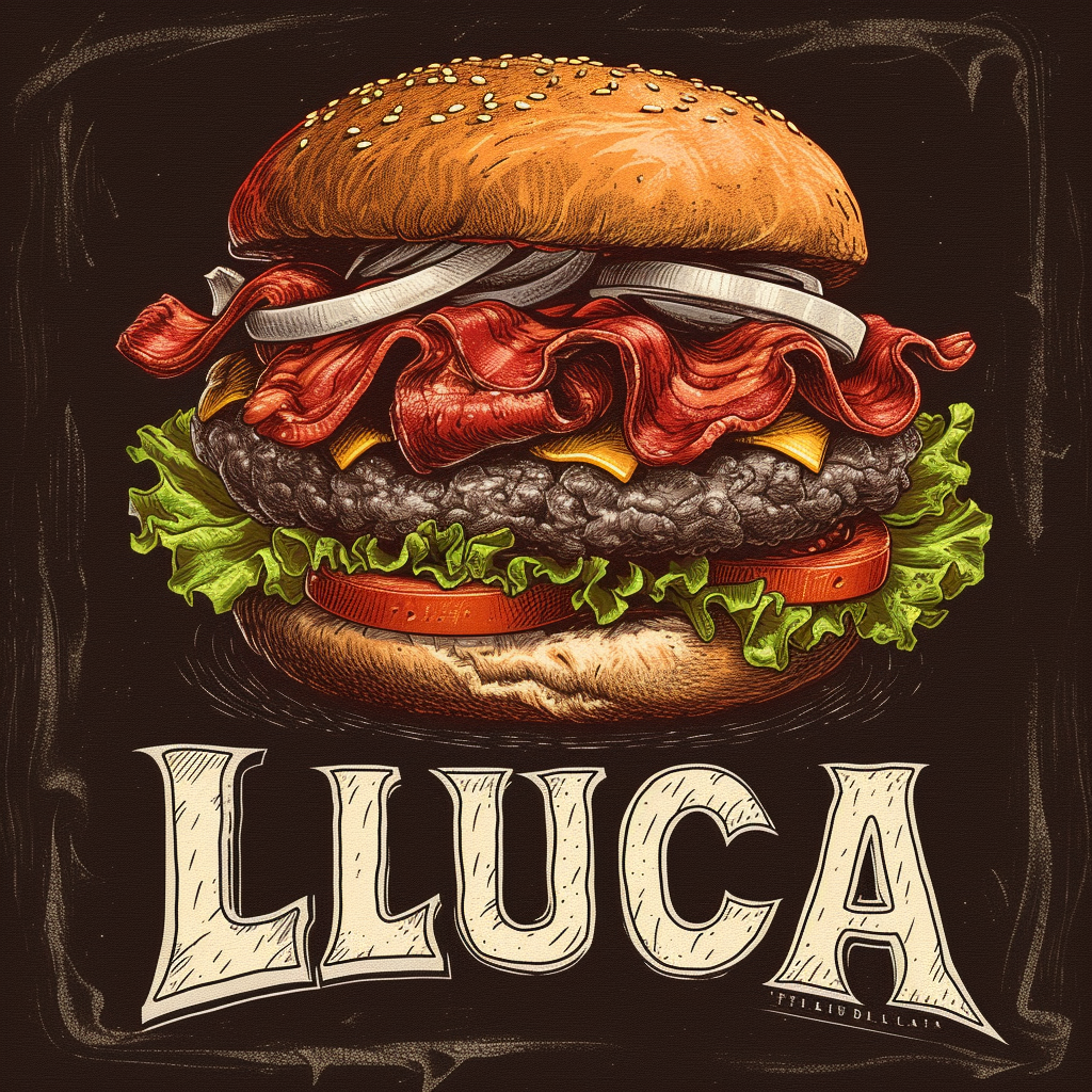 LUCA Heavy Metal Band Logo with Hamburger