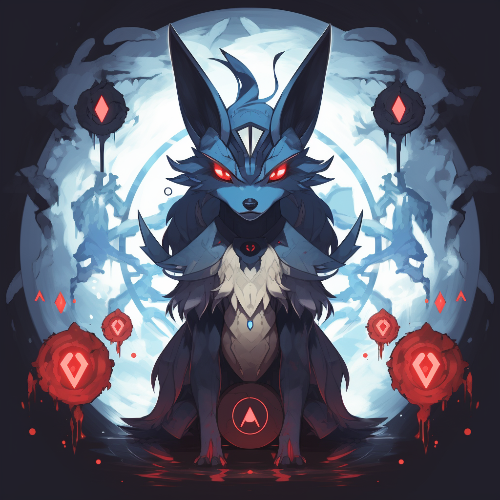 Lucario with Sharingan and Three Tomoe Eyes