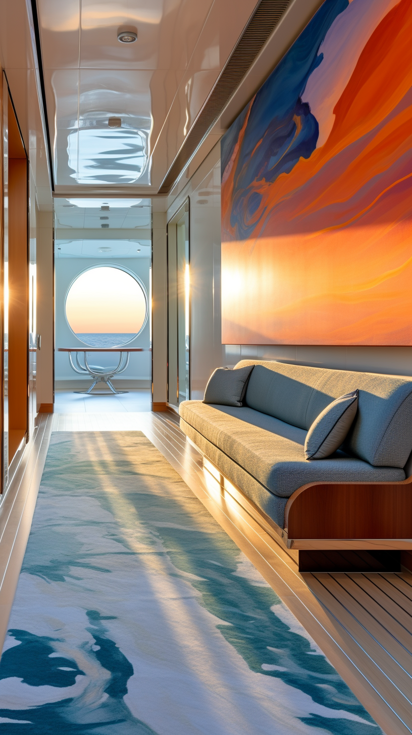 Ultra Luxury Yacht Room Interior with Painting