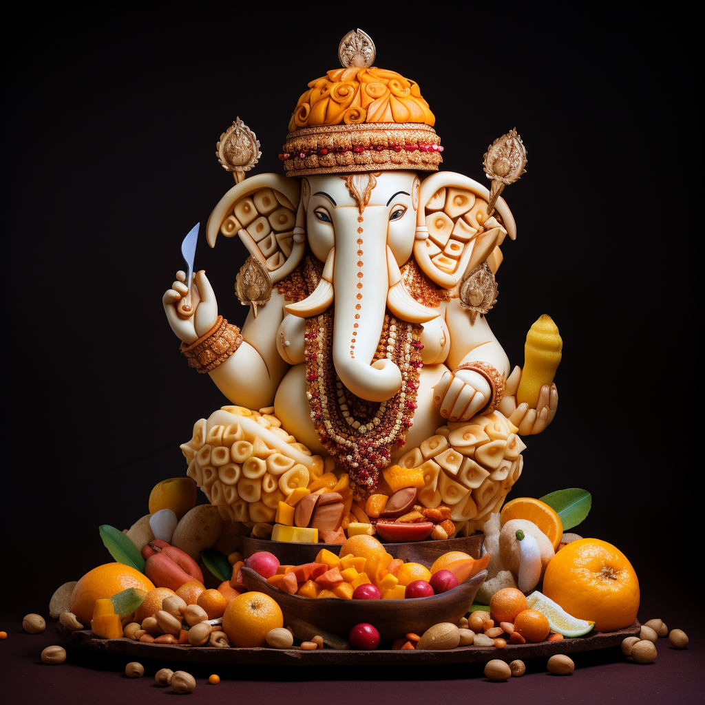 Exquisite Dry Fruit Ganesha Sculpture