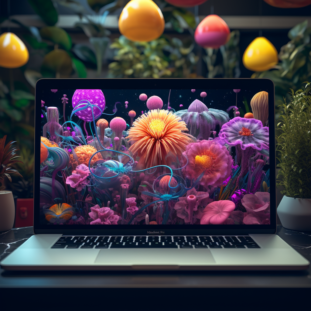 Macbook Pro with Alien Flowers