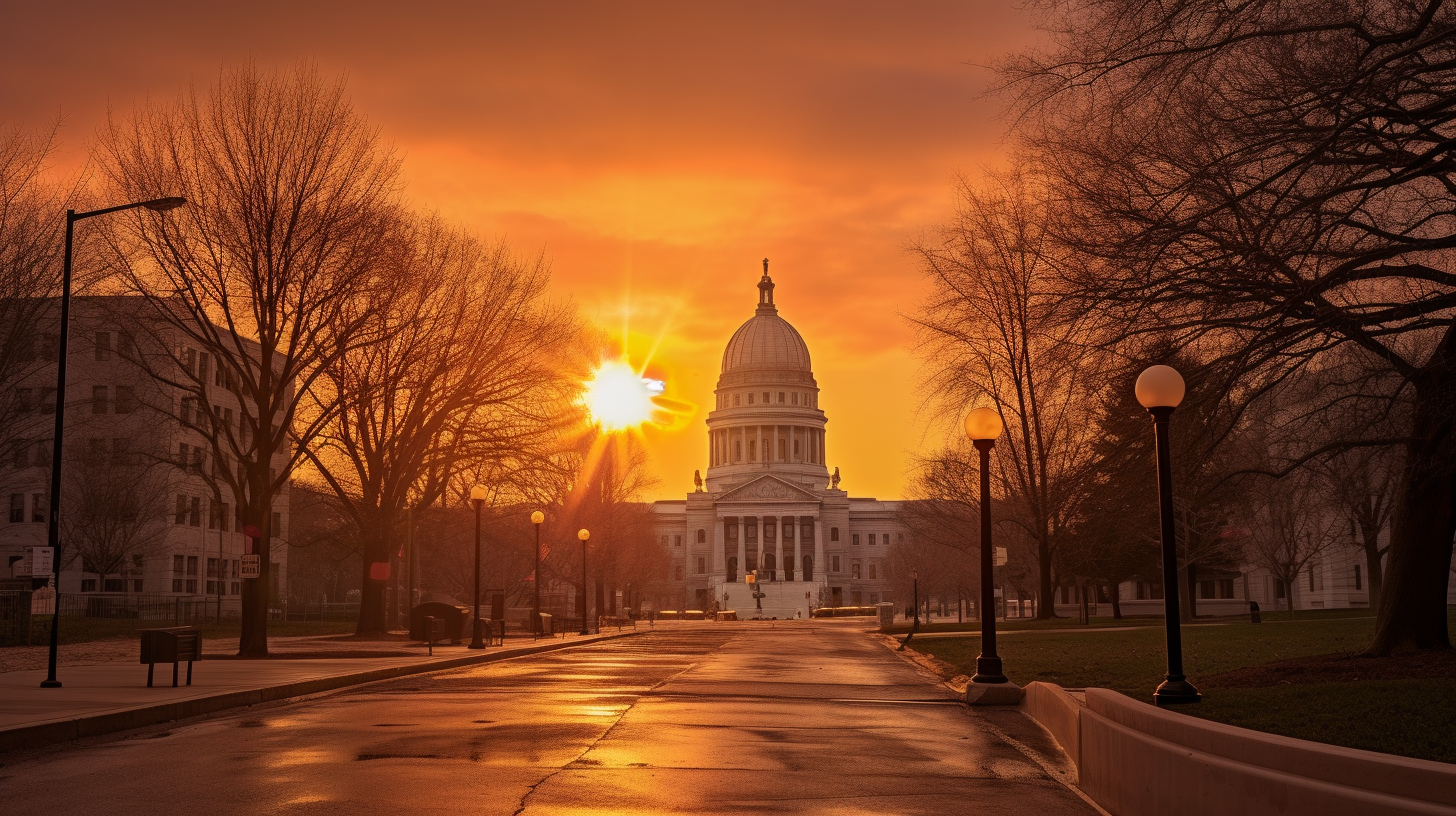 Sketchy sunrise over Madison Wisconsin Capitol