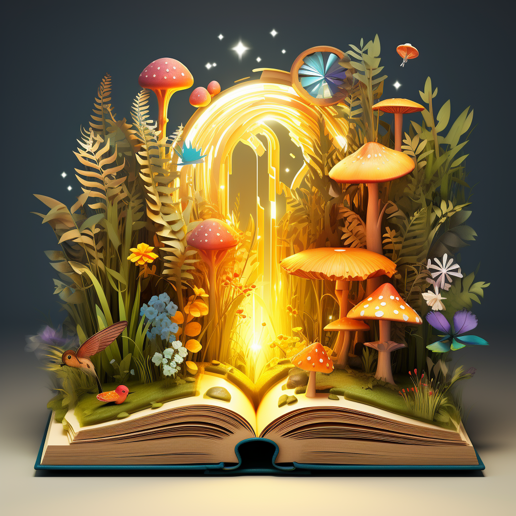 Illustration of a Magic Book in a Forest