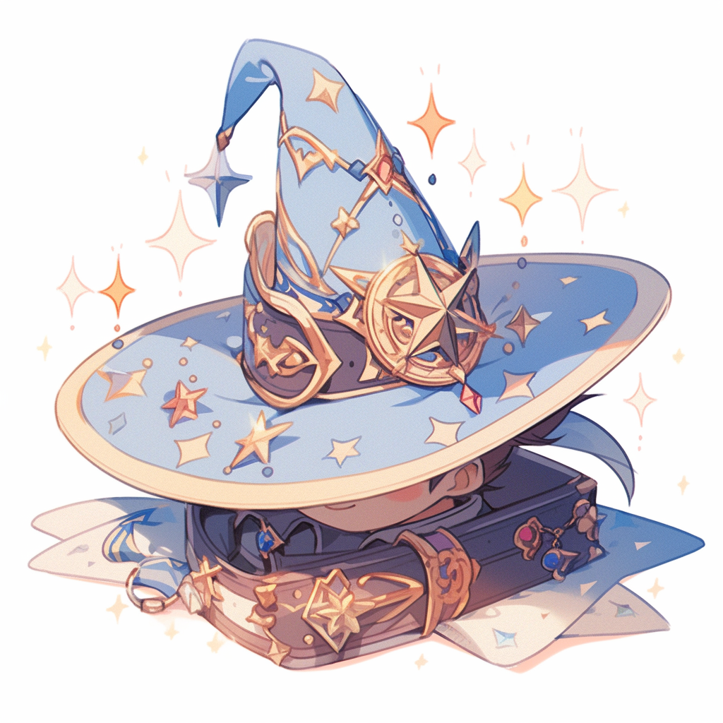 Magic Grimoire Hat Stickers Ghibli Style