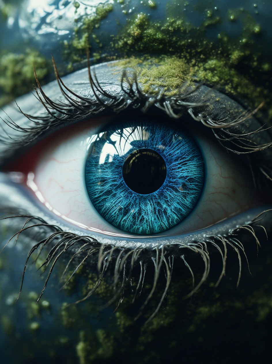 Close-up of Nordic God Reflected in Fantasy Eye