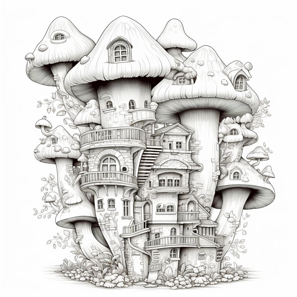 Illustration of a Colorful Mushroom Apartment Building