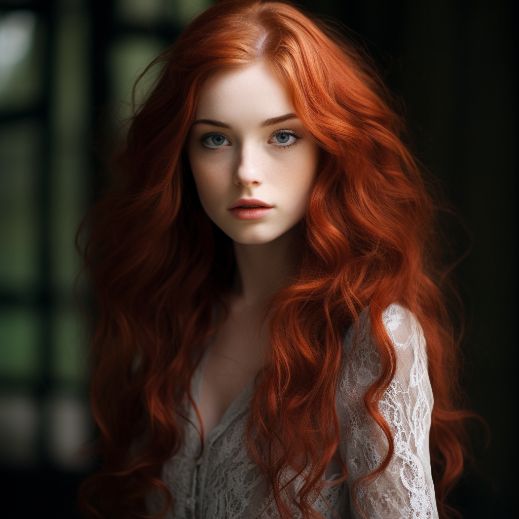 Beautiful teenage girl with mahogany hair in a fantastical southern gothic setting