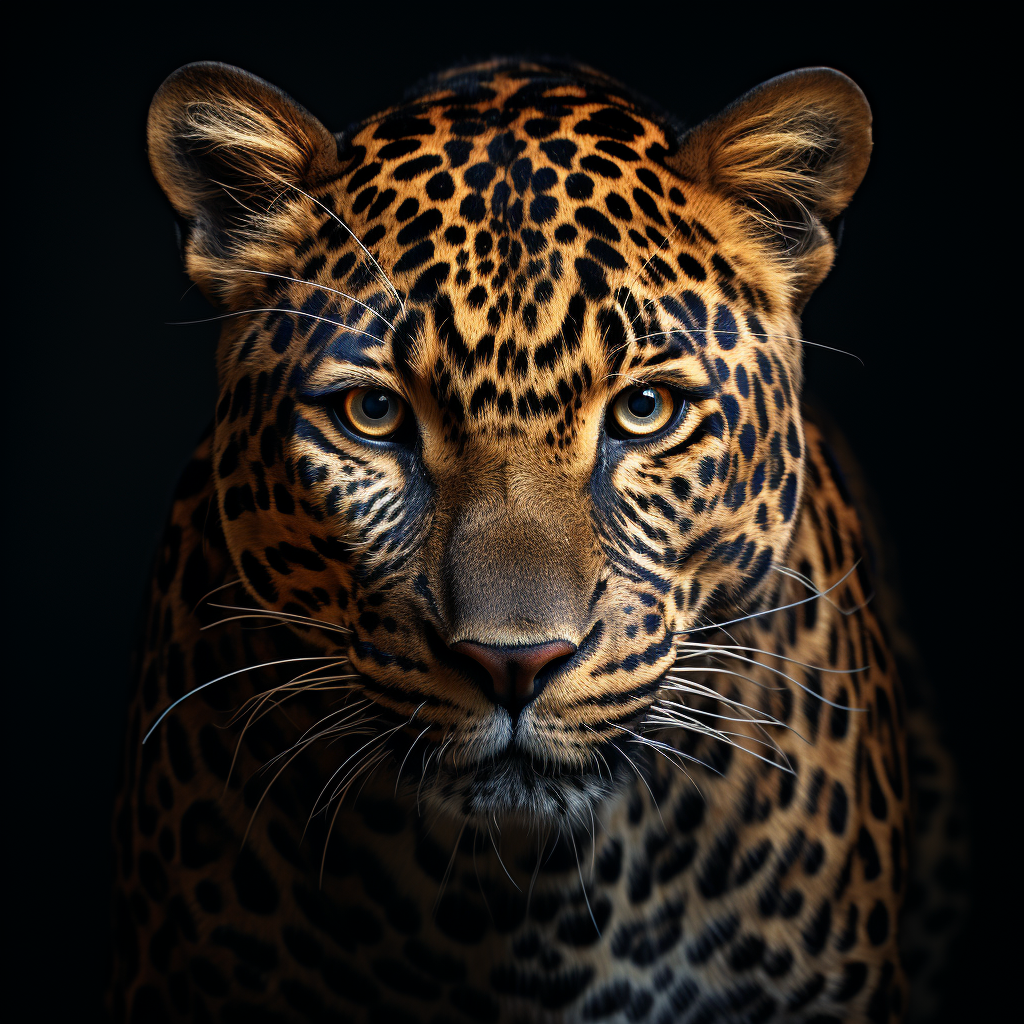 Majestic leopard portrait closeup