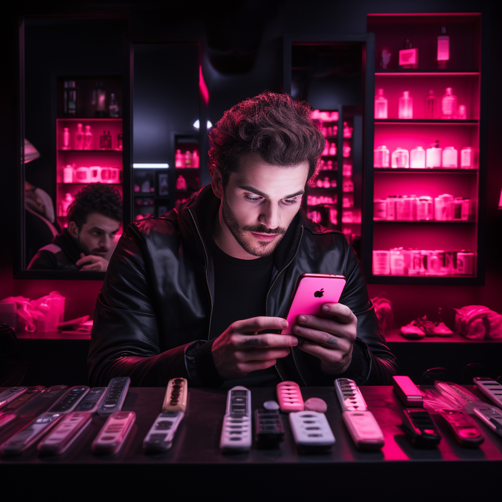 Male makeup artist researching target market