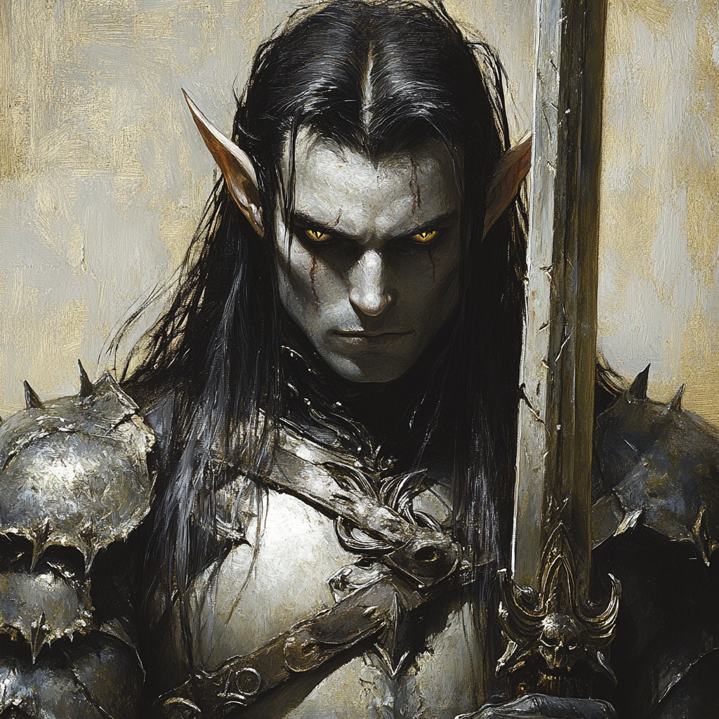 Male elf with grey skin