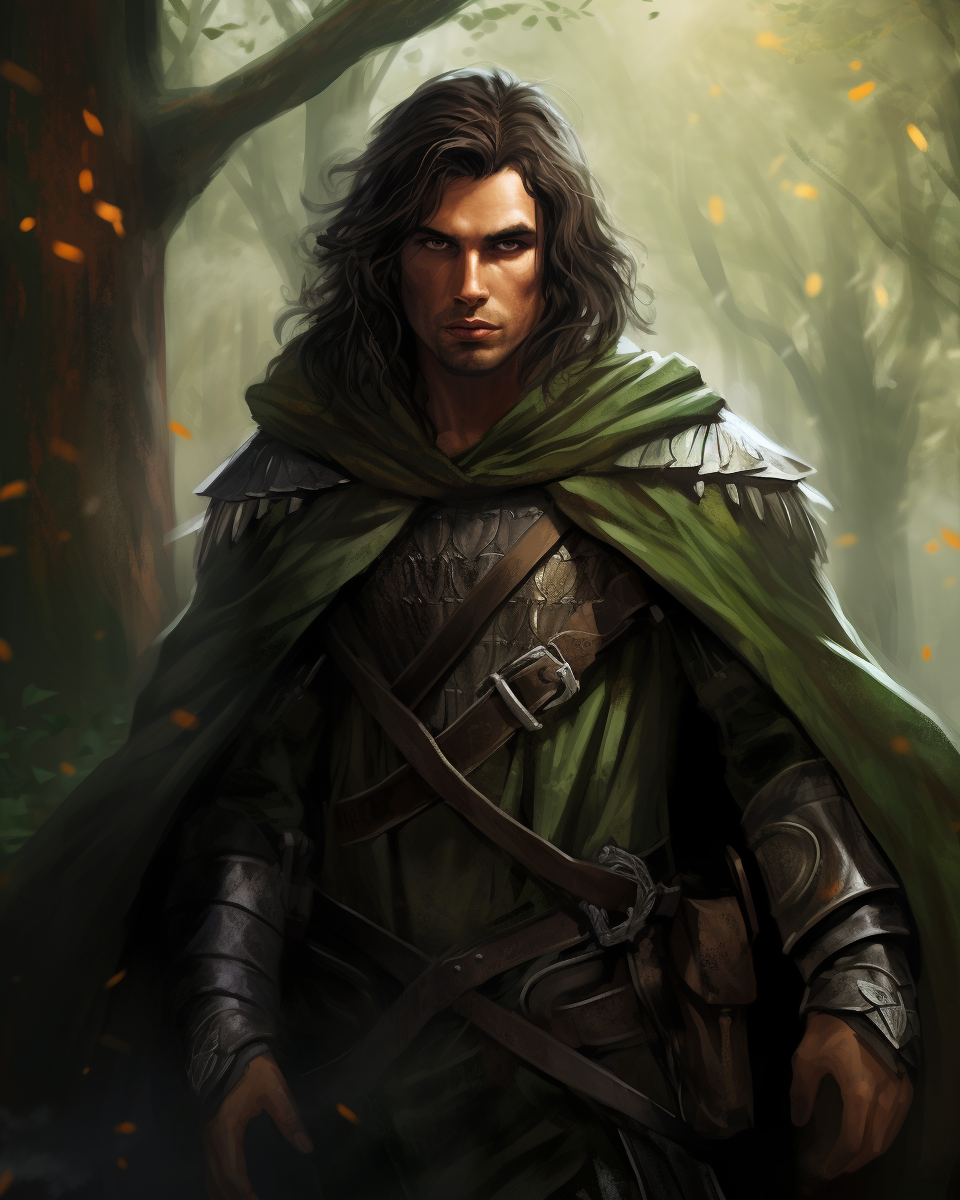 Rugged male elf ranger in the forest