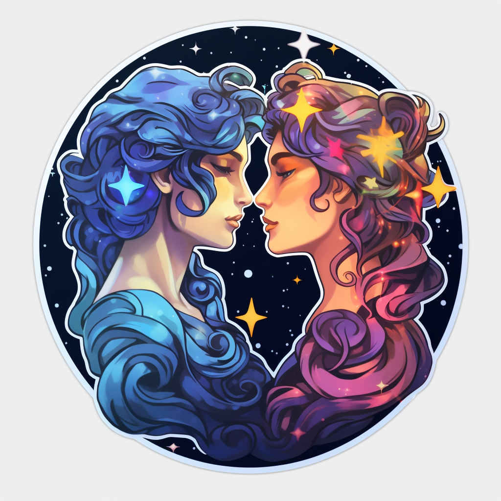 Male Gemini Zodiac Sign Sticker