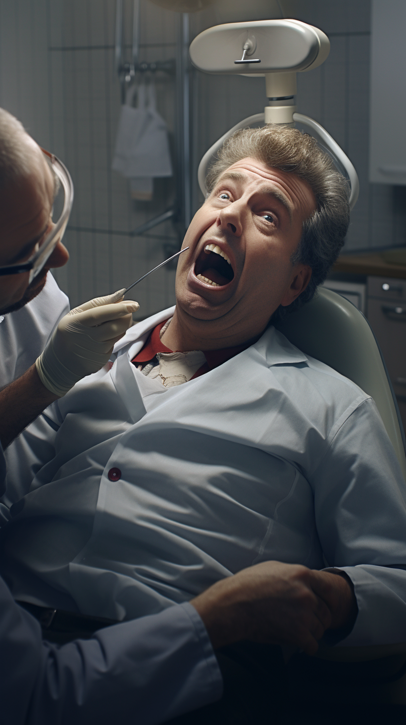 Man at Dentist with Plaque on Teeth