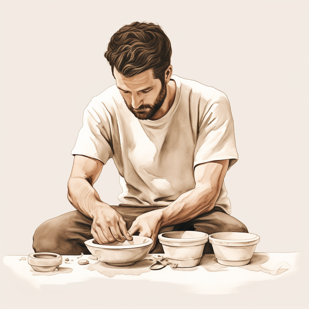 Man shaping clay into ceramics