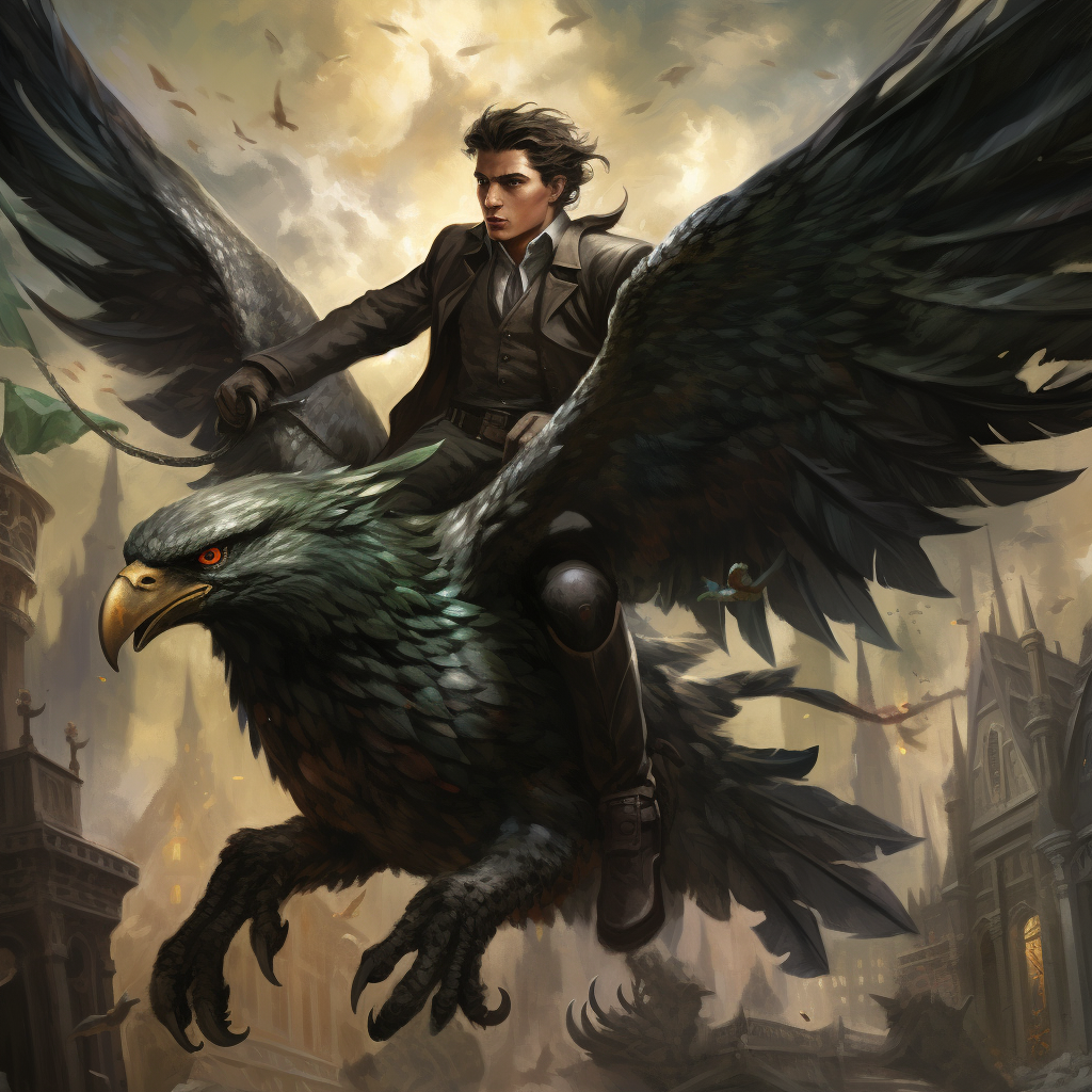 Man riding hippogriff