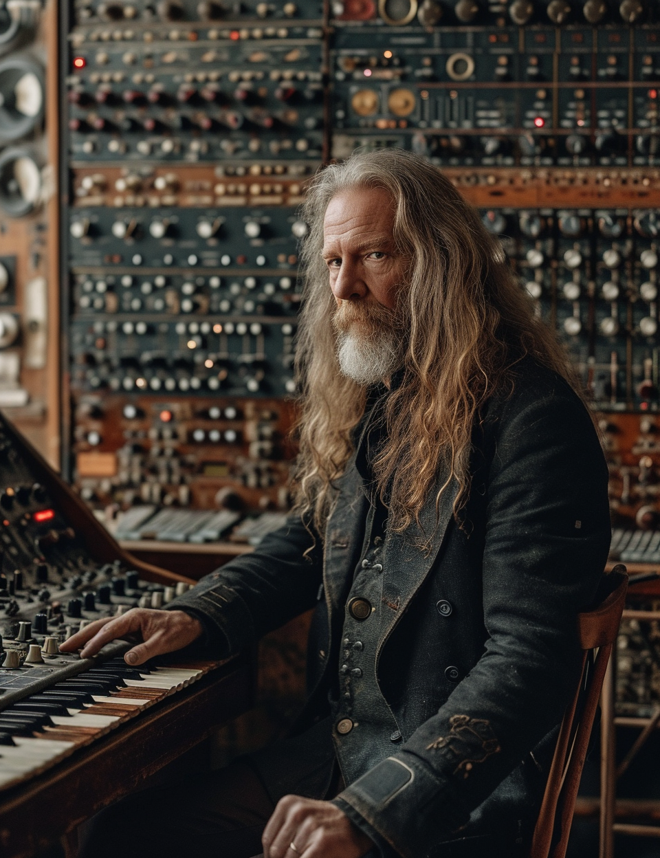 Man with Electronic Mixer in Chair