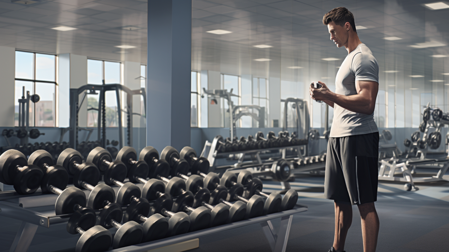 Man working out with dumbbells at the gym