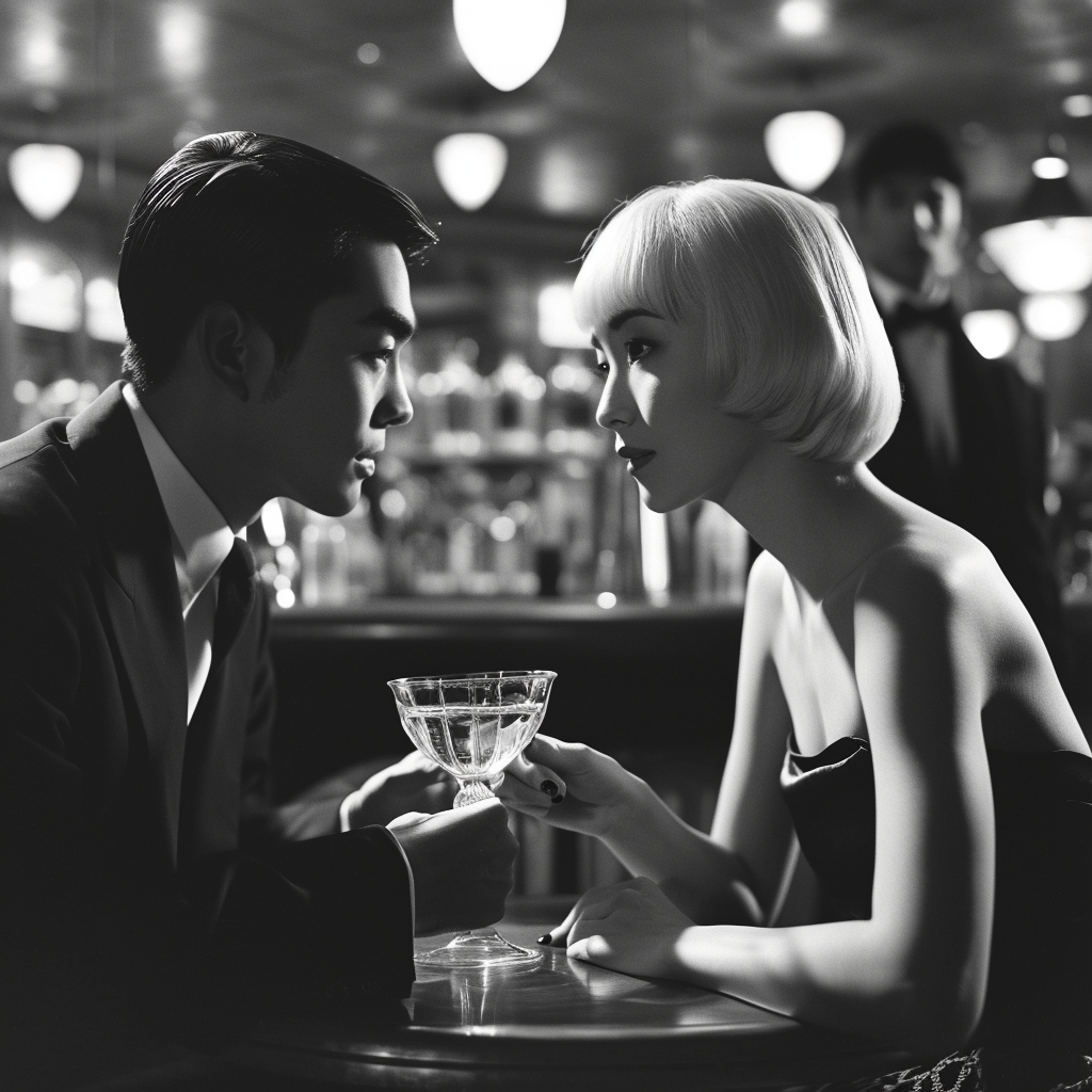 Japanese couple at classy bar