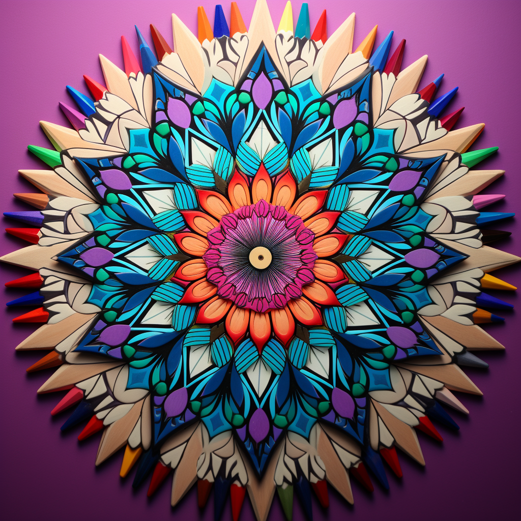 Vibrantly colored mandala coloring book cover