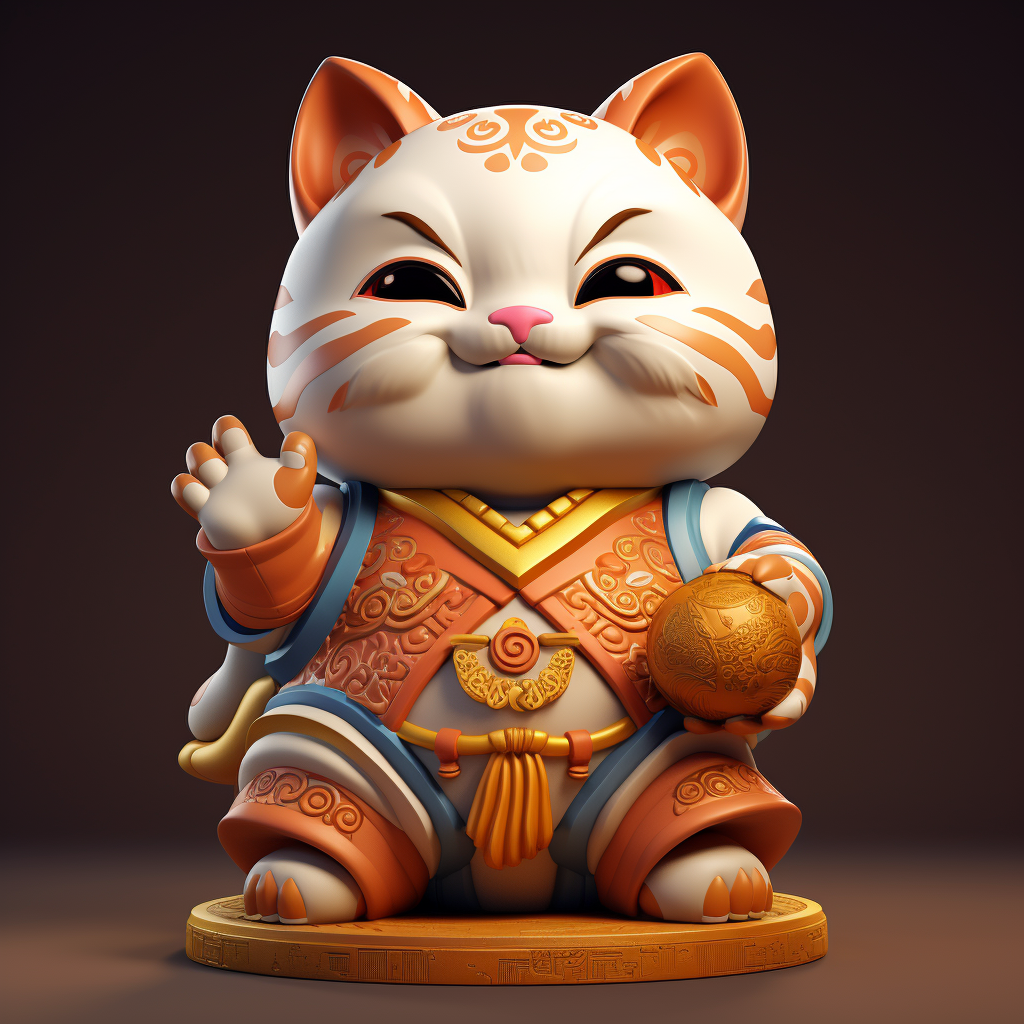 Colorful Maneki-Neko Game Character