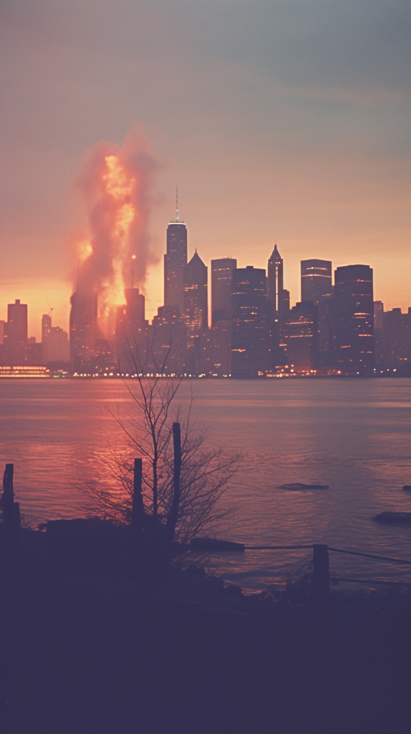 Faded Manhattan Skyline in Autumn