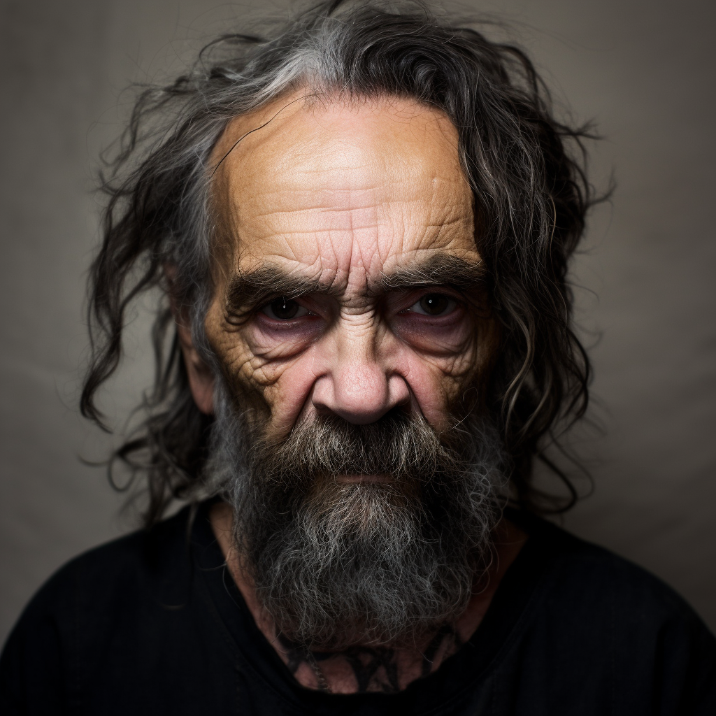 Image of a scary Charles Manson look-alike