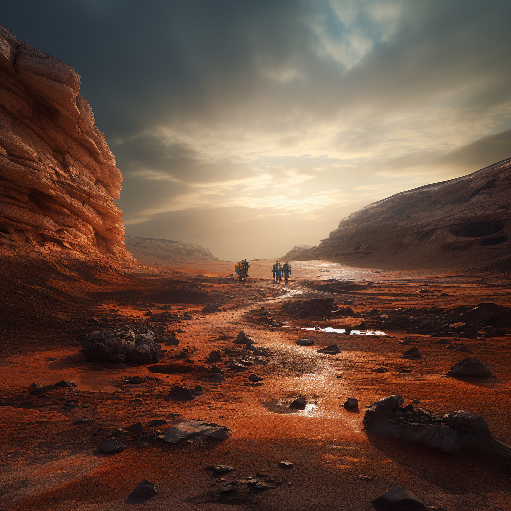 Martian landscape during landing