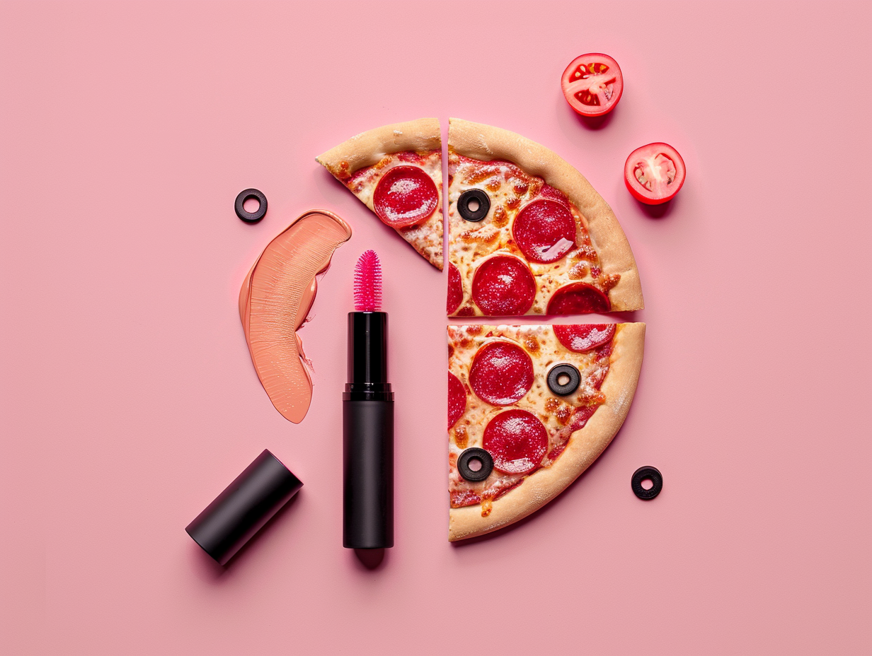 Mascara, Foundation, Lipstick on Pizza