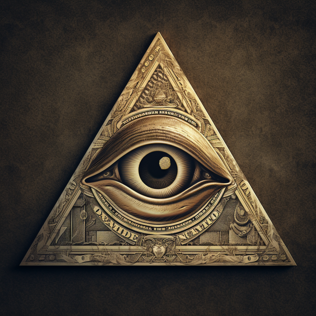 Masonic pyramid with eye and money symbol