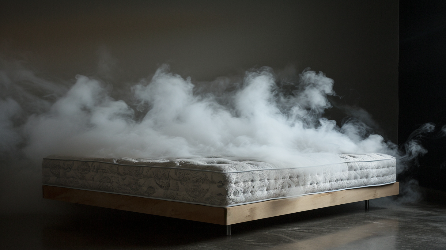 Mattress immersed in fog