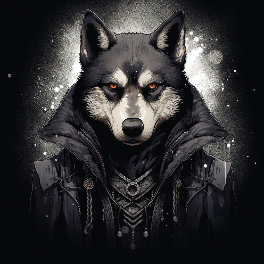 Mean Husky wearing Gothic Tshirt illustration