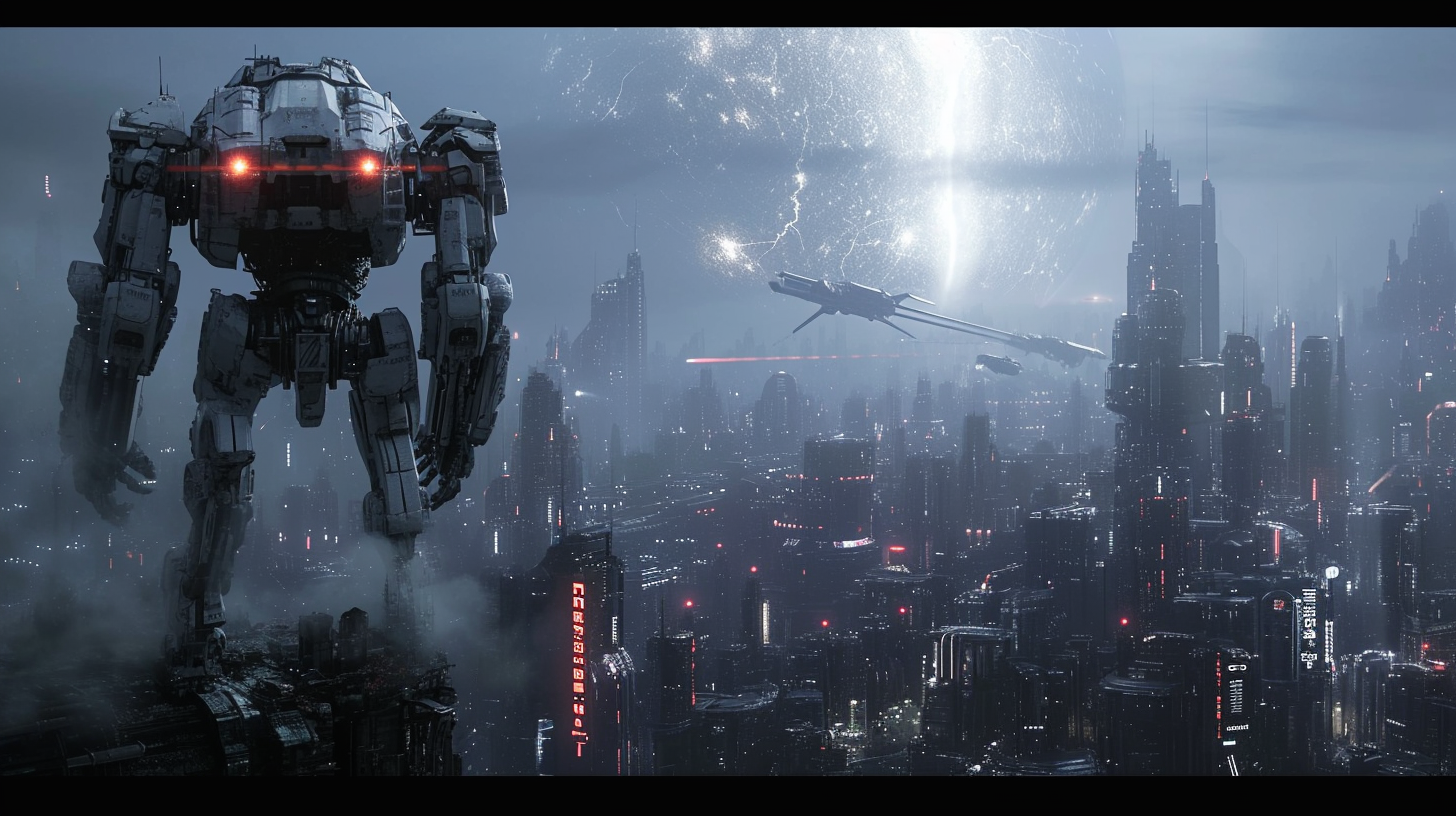 Mech Warrior Dystopian Metropolis Guardian