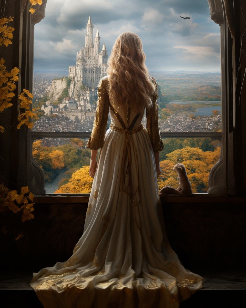 Medieval fantasy princess in surreal kingdom