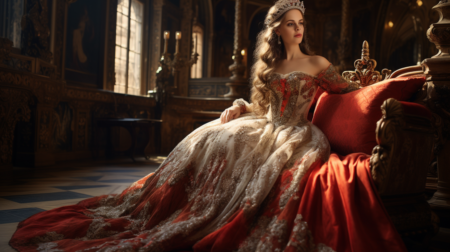 Woman in Stunning Medieval Gown