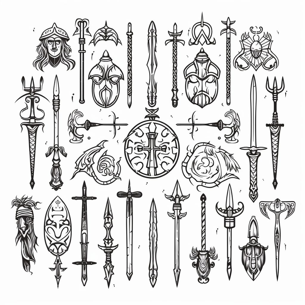 Hand drawn medieval weapons doodle