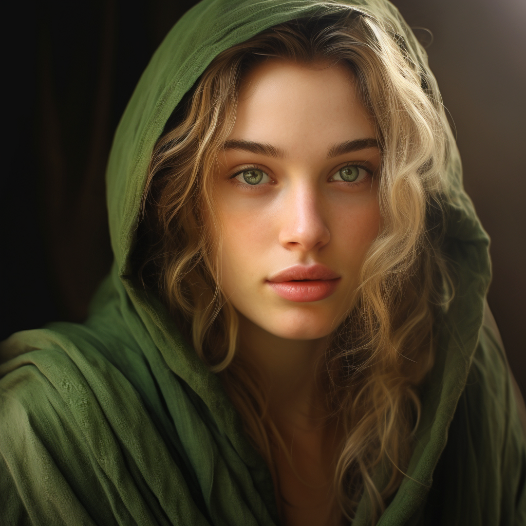 Photorealistic portrait of a medieval girl