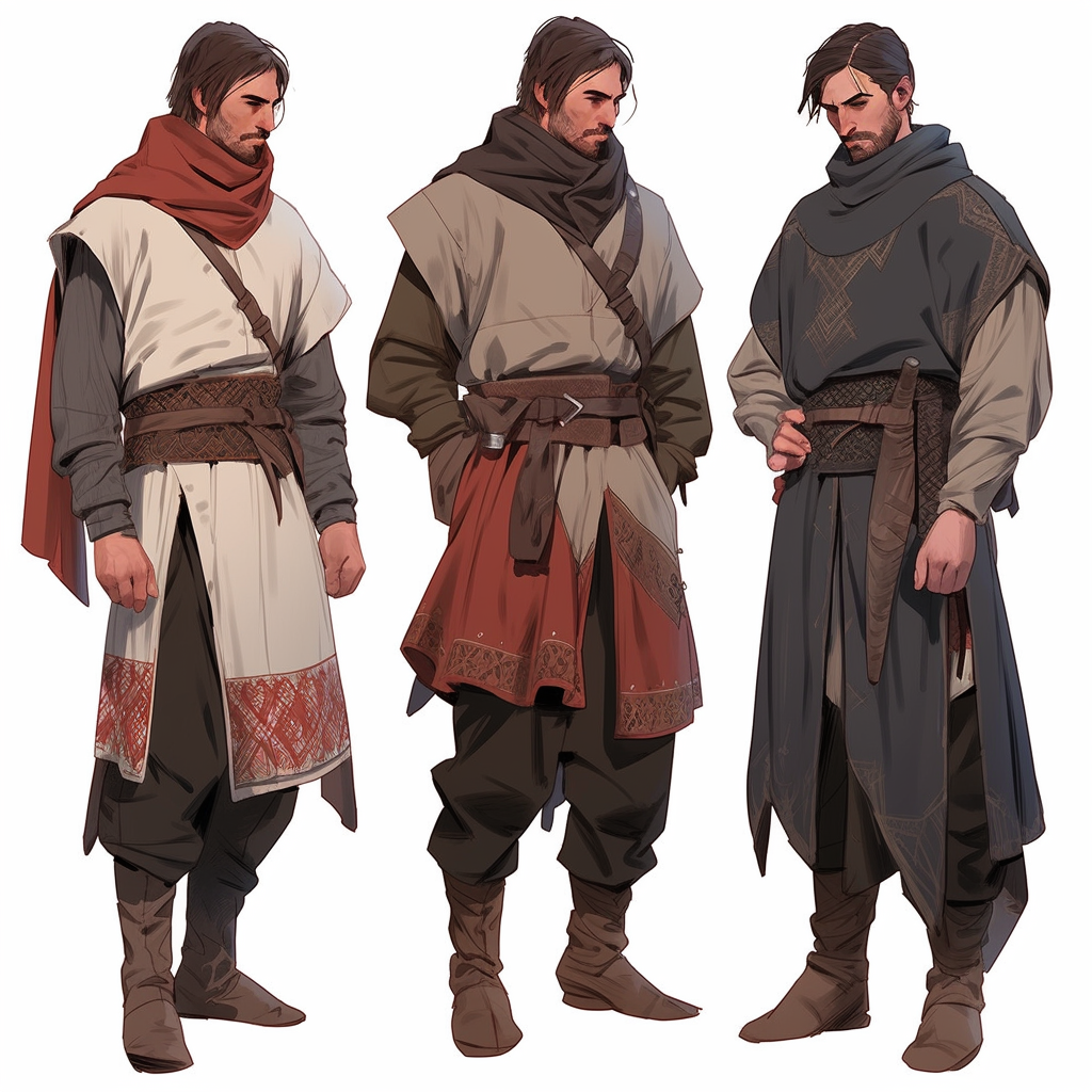 Men in Fine Medieval Village Clothes