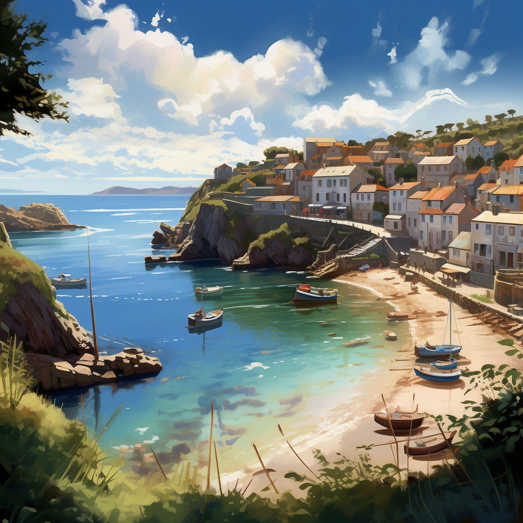 Beautiful concept art of Mediterranean Cornwall