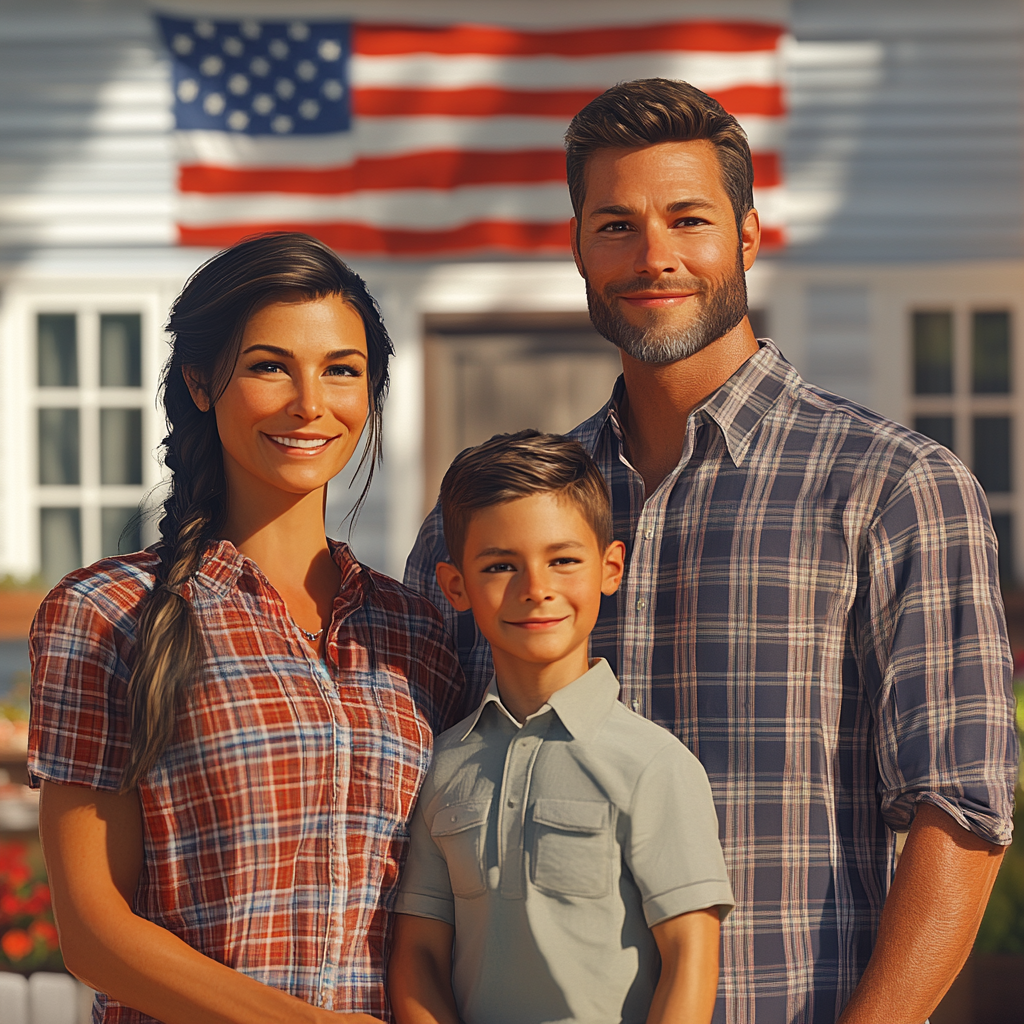 Patriotic non-Christian family portrait