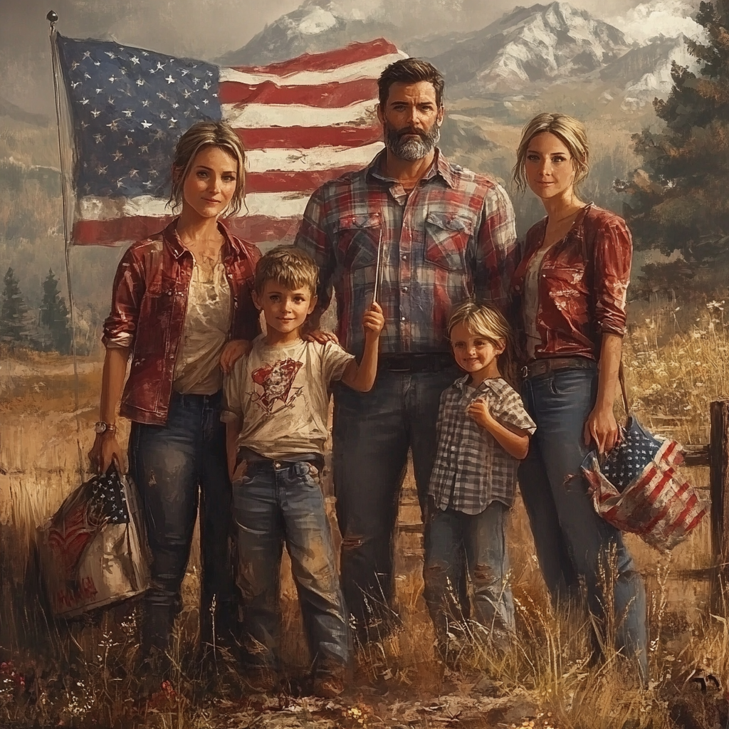 Patriotic Christian Family Portrait