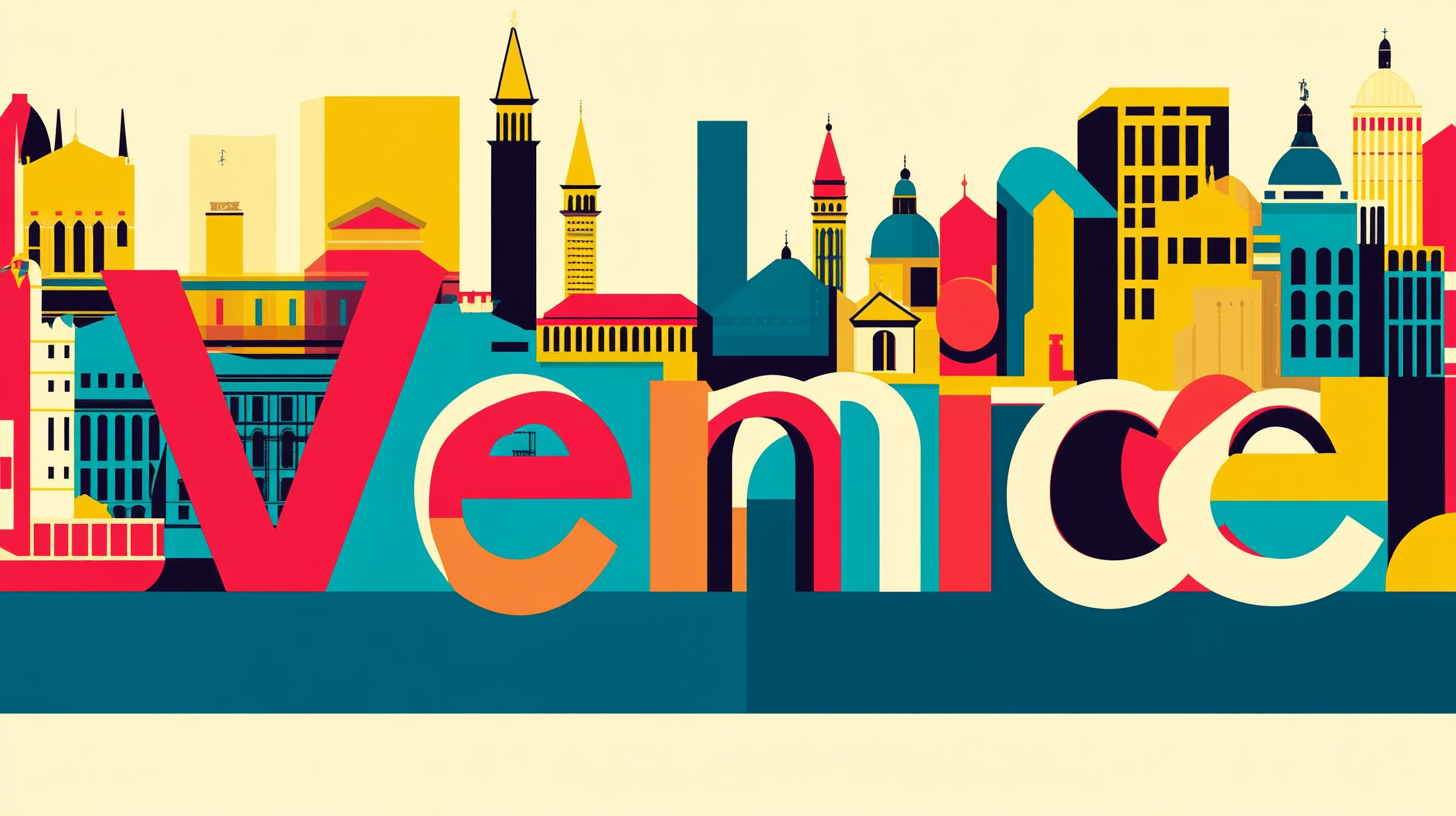 Pop art Venice city skyline poster