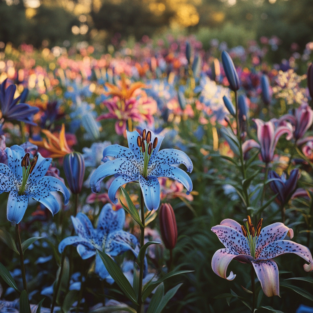 Tiger Lilies Blue Violet Field