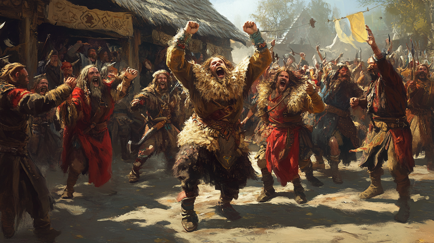 Berserkers dancing at village festival