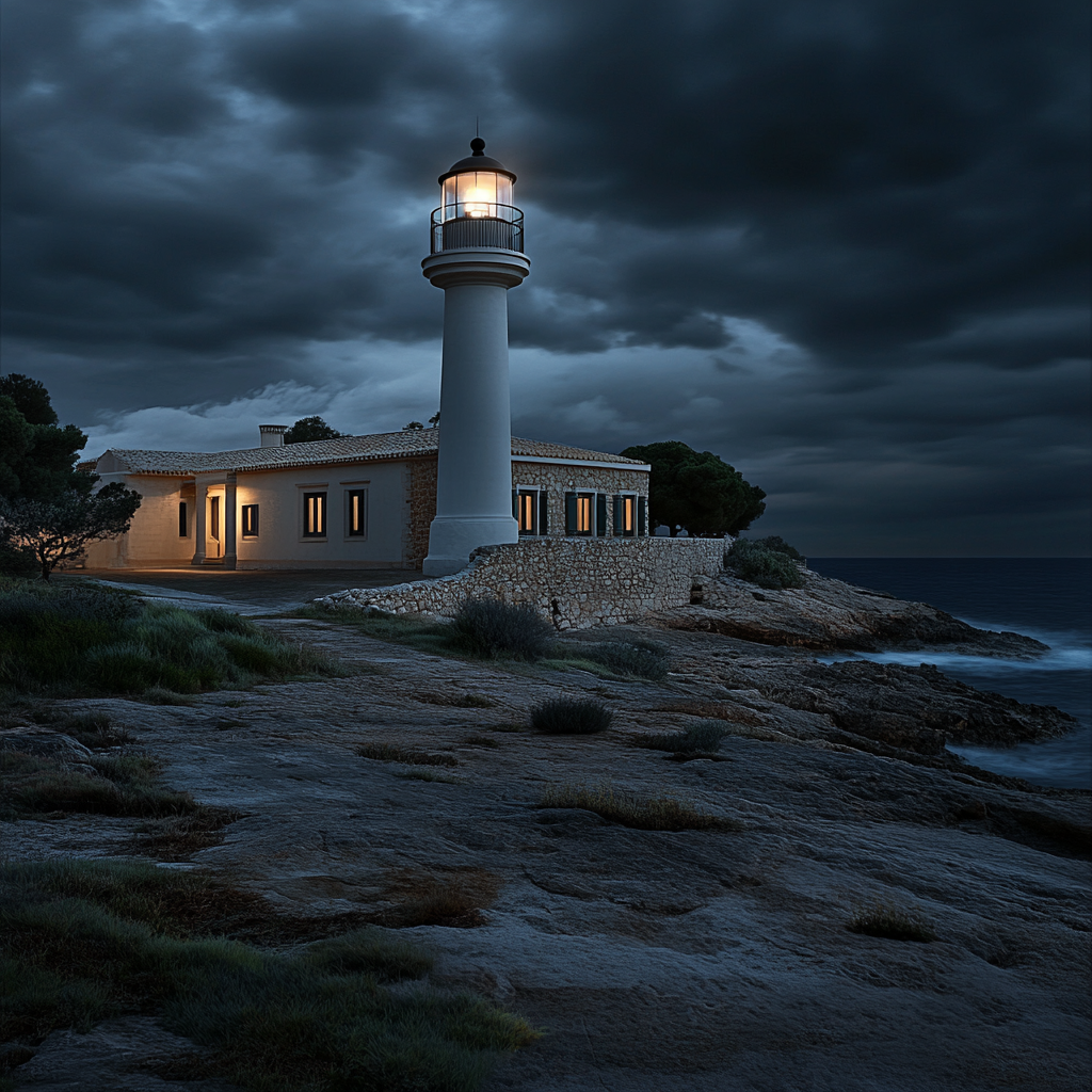 White and Black Lighthouse in Mallorca