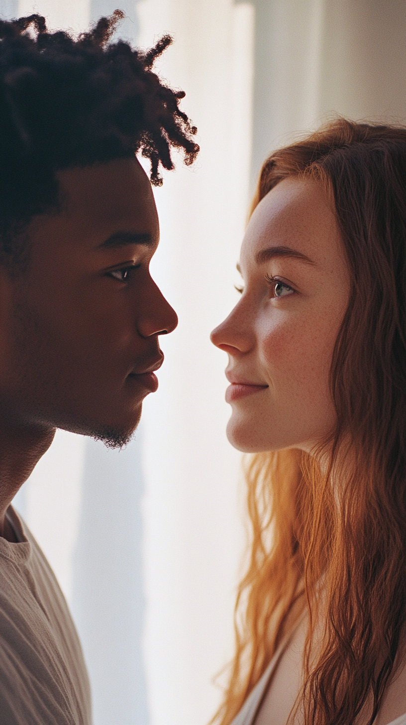 Young Interracial Couple Love Portrait