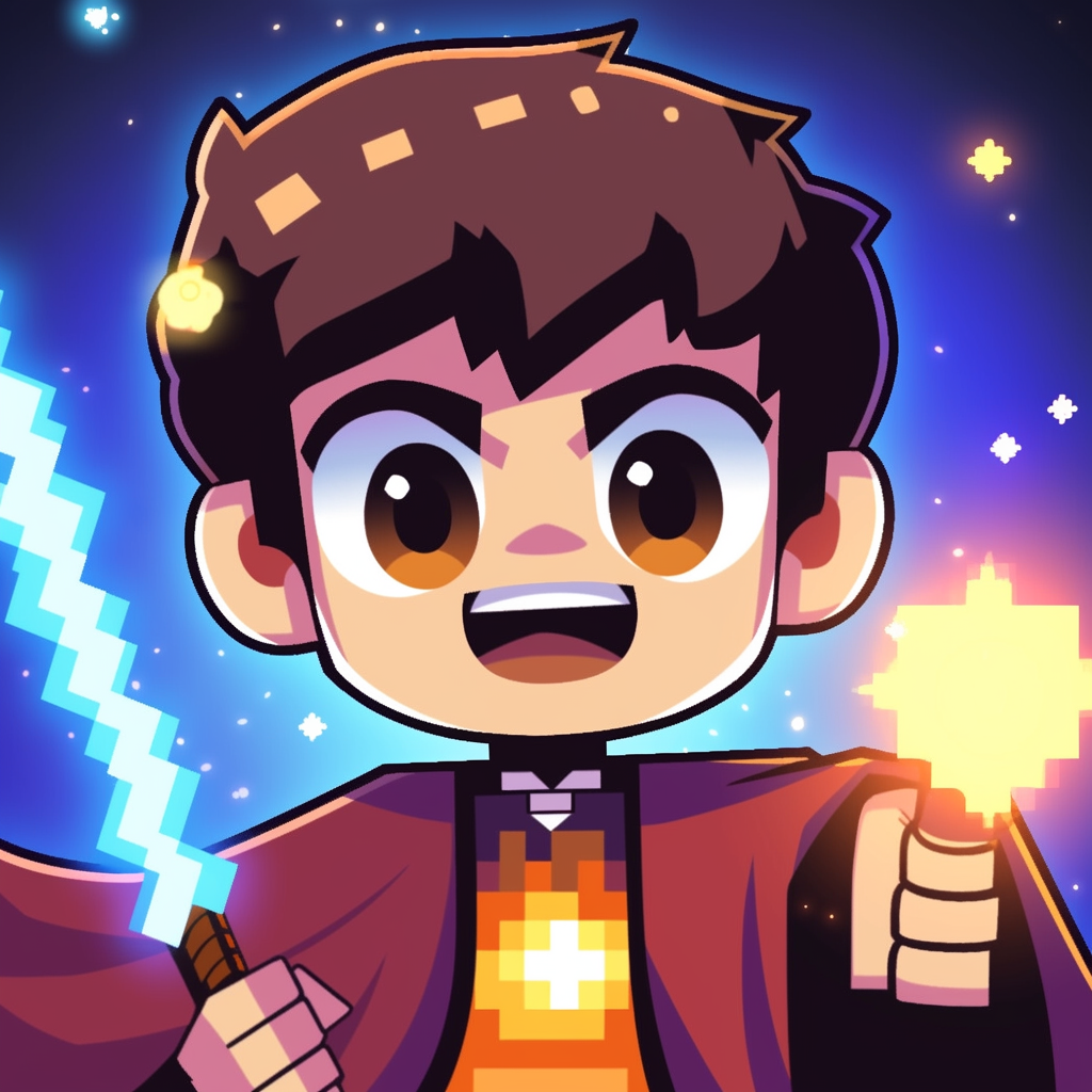 Happy wizard with magic wand