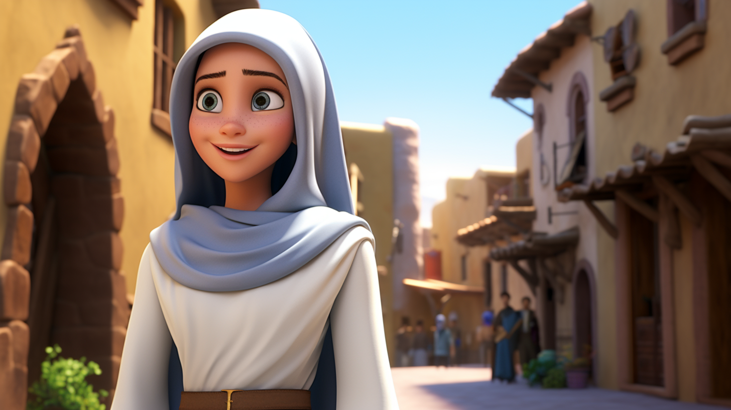 4. Amina in Village Wearing White Hijab - Faith and Belief