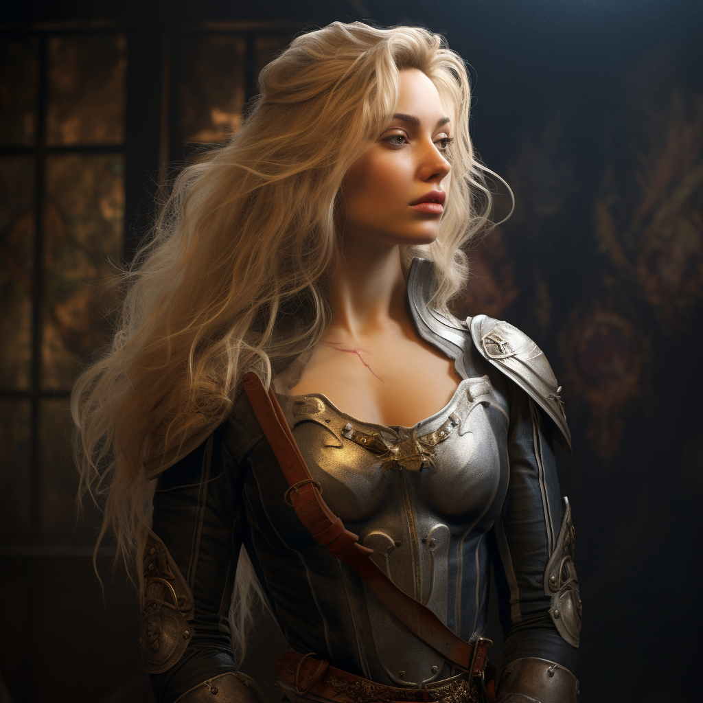 4. Beautiful blonde celestial warrior princess in full body view