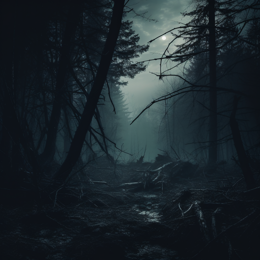 4. Dark forest with fog and full moon