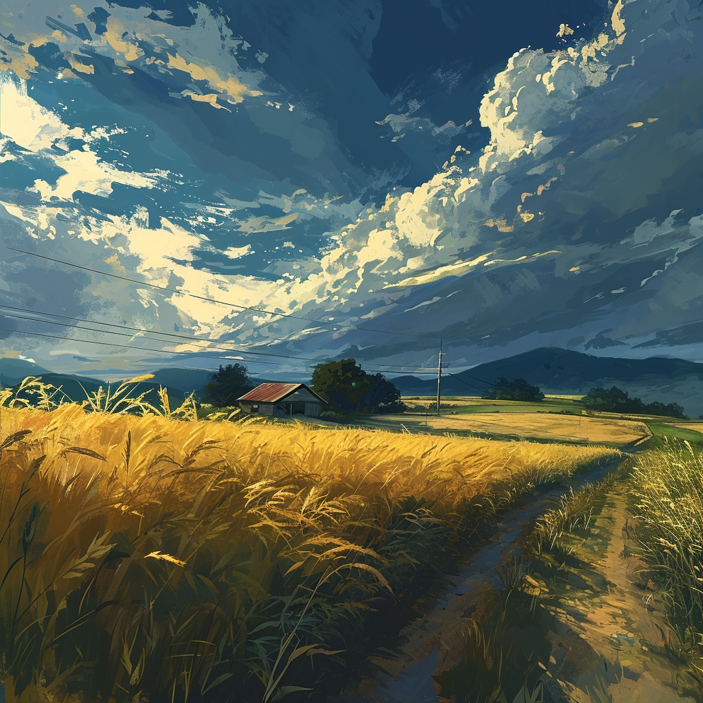 4. Scenic farmland with golden hues